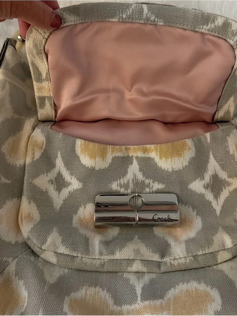 Coach Beige and Gold Patterned hobo Shoulder Bag